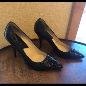 Michael Kors Black snake print leather heels